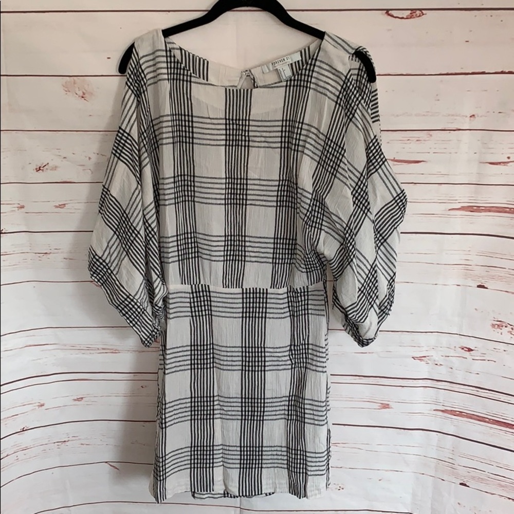 Grid Print Grey and White Dress